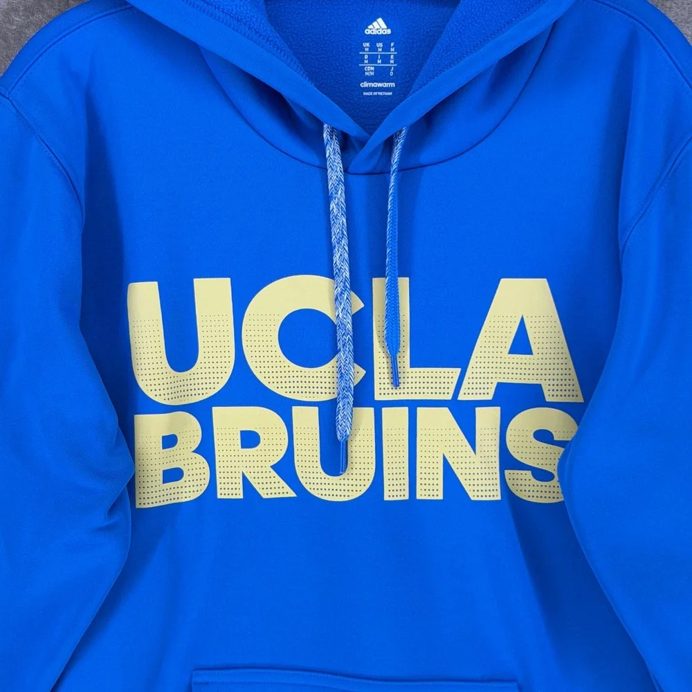 Adidas UCLA Bruins Mens Blue Climawarm‎ Pullover Hoodie Sweatshirt Medium